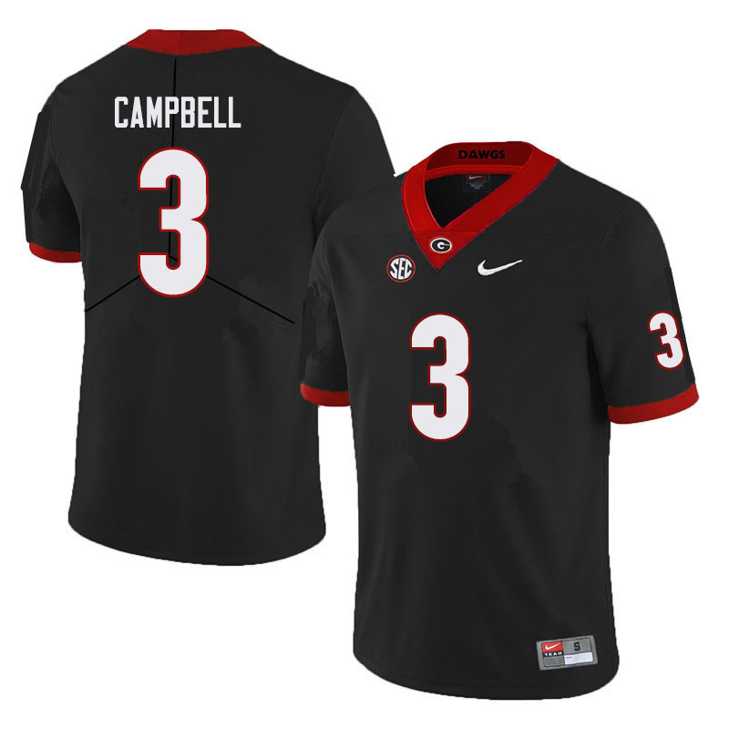 Georgia Bulldogs #3 Tyson Campbell College Football Jerseys Sale-Black